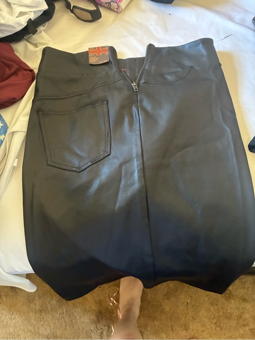 Liverpool Black Faux Leather Pencil Skirt